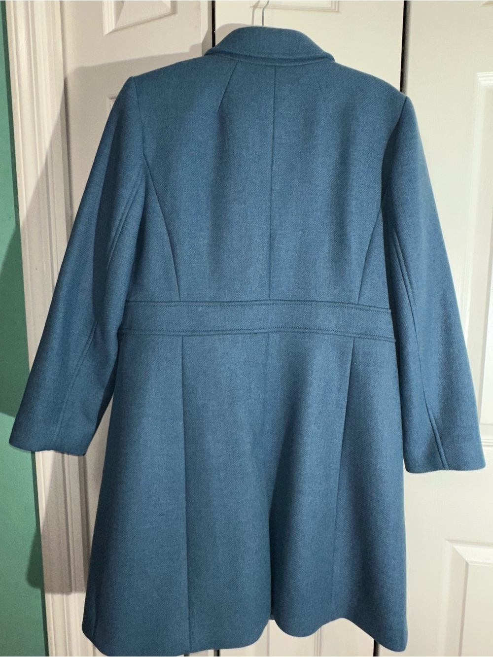 Talbots Blue Wool Blend Collared Button Mid-Length Pea Coat Sz 12 Petite - Picture 5 of 11